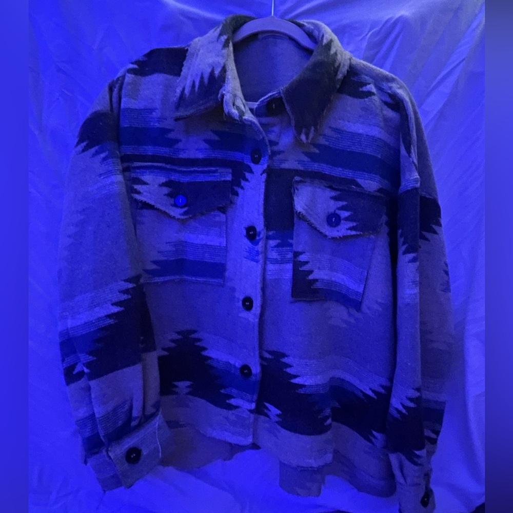 Aztec Jacket | La Miel | Blue & Grey | Button Up Jacket |